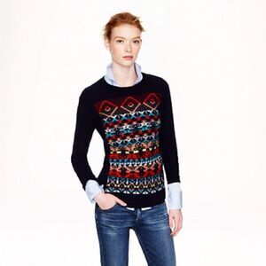 J. CREW Wool Jacquard Stitch Fair Isle Pullover Sweater